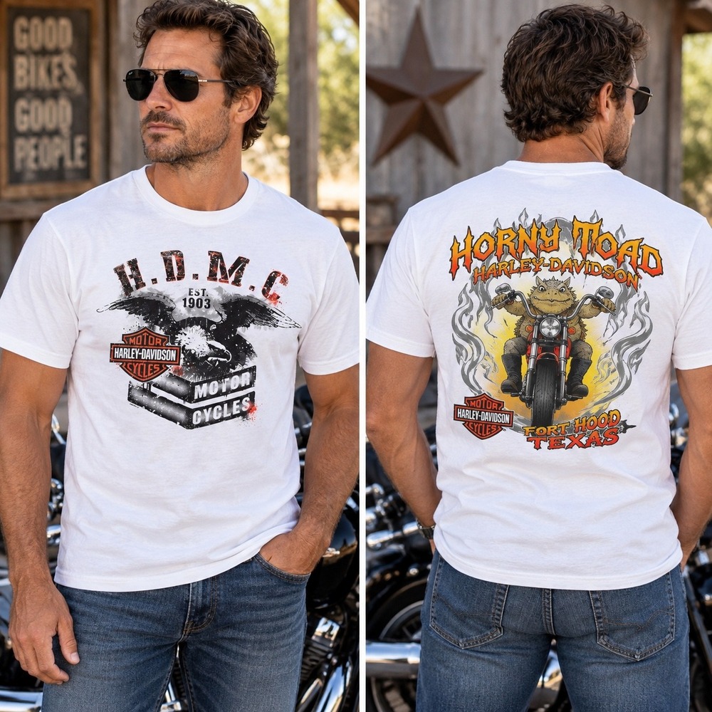 Harley-Davidson Horny Toad Fort Hood Texas Biker Graphic T-Shirt White M 2015